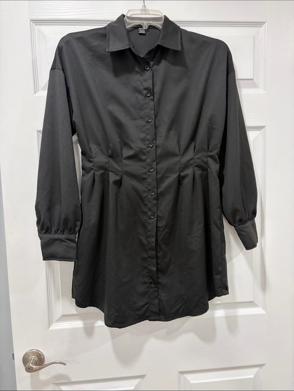 Black Button-Front Shirt Dress - Classic Women's Dress